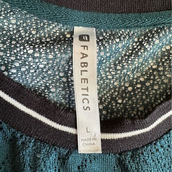 Fabletics Sophie Top Popover Lace Long Sleeve Dark Teal Black Womens Size Large - Picture 5 of 5